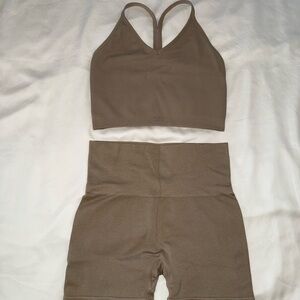 SET Active Brown Sports Bra and Shorts Set